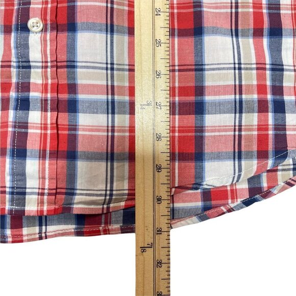 CHAPS Size Large Blue Casual Button Down Short Sleeve 100% Cotton Dress … - Picture 6 of 10